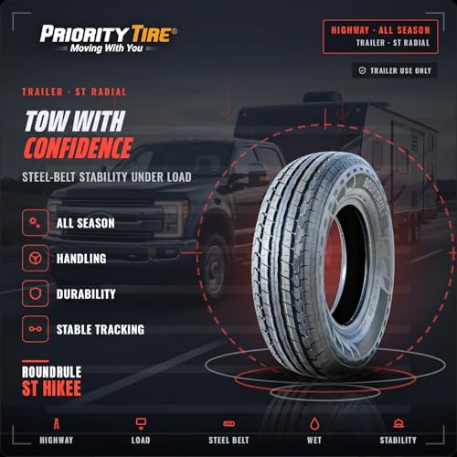 Image of Roundrule ST Hikee Semi Steel Premium Trailer Radial Tire-ST235 /80R16 235 /80 /16 235 /80-16 123 /119L Load Range E LRE 10-Ply BSW Black Side Wall