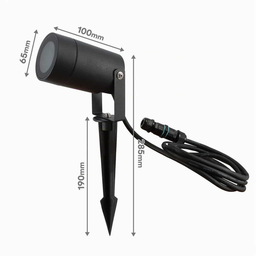 Spots extérieurs design avec piquet X4 - Pour Ampoule LED GU10 - Étanche IP65 - Orientables - Fixations discrètes - Noir