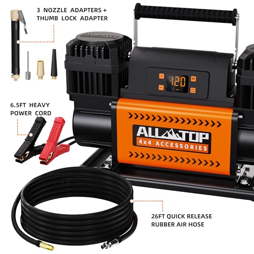 ALL-TOP 12V Air Compressor w/LCD Control Panel to Preset Target Pressure, 150PSI 12.35CFM Air Pump Inflator for Overland (Dual Cylinder) by ALL-TOP - Image 5