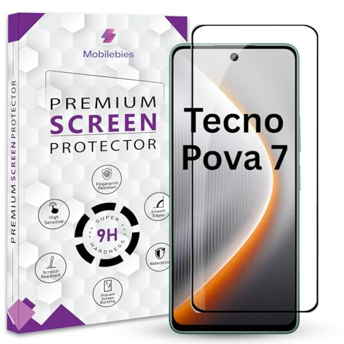 Image of Premium Tempered Glass Screen Protector Guard For Tecno Pova 7 (6.78 Inch, Pack of 1) | Edge to Edge Coverage With Easy to installation kit
