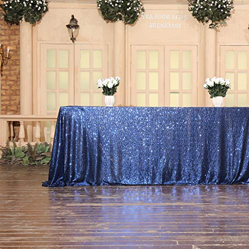 Eternal Beauty Sequin Tablecloths Rectangle Navy Blue 152 x 260 cm wedding Halloween Chrismas Party Banquet New Year’s Day - Image 4