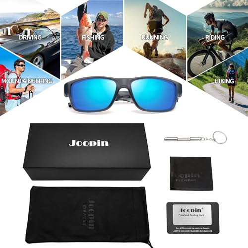 Image of Joopin Rectangle Sports Sunglasses Polarized UV Protection Shades for Men | Wrap Around Sun Glasses, Trendy Plastic Frame, TAC Lens, Safety, Driving, Running, Fishing, Cycling, Hiking