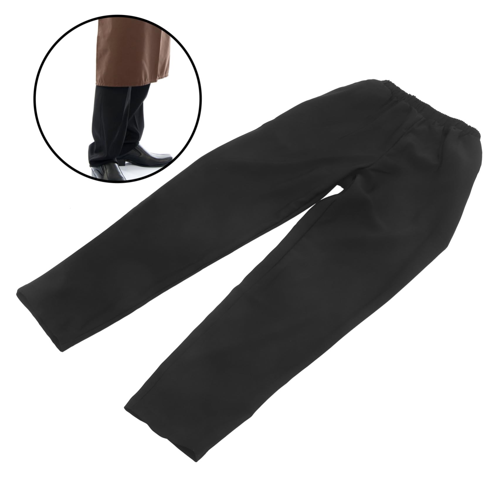 Pantalon la Cuisine Homme Noir en Polyester, Pantalon de Chef Respirant et Résistant à l'huile, pour Restaurant Cuisine Professionnelle