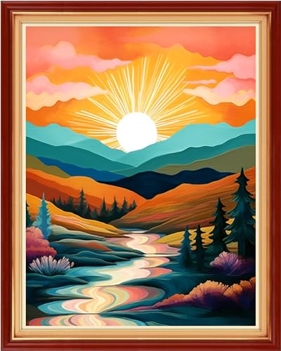 Dooxvey Cross Stitch Kit for Adult Beginners - Full Range of Cross-Stitch & Embroidery Kits - 11CT Patterns - Morning Scenery - 16x20 inch