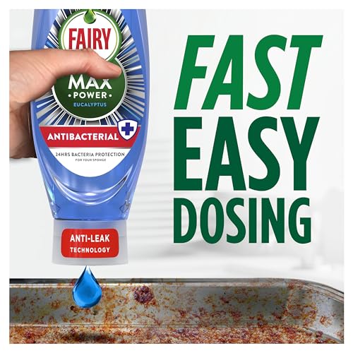 Image of Fairy Max Power Washing Up Liquid Antibacterial 8 x 545ML, Easy & Effortless Cleaning, Even On Your Greasiest Pots & Pans