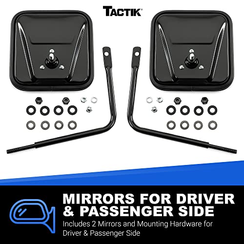 Tactik Adventure Side Mirrors, Square Head - Fits Jeep Wrangler Cj Yj Tj Jk Jl & Gladiator Jt 1976-2023 - Jeep Mirrors Doors Off - Jeep Side Mirrors With Doors Off - Jeep Gladiator Mirrors Doors Off #TOP4
