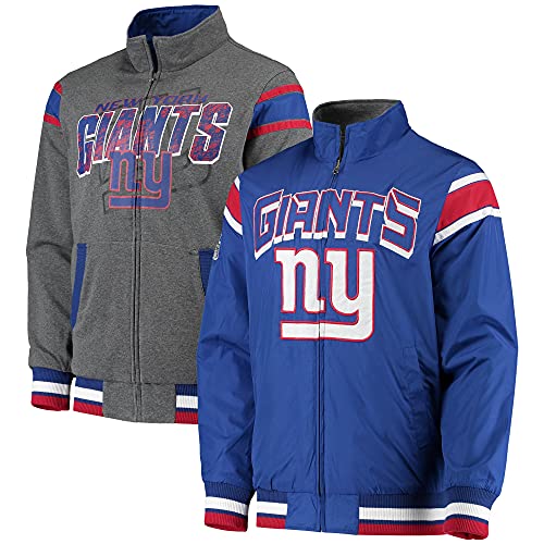 G-III Sports Men's Royal/Charcoal New York Giants Fast Pace Reversible Full-Zip Jacket