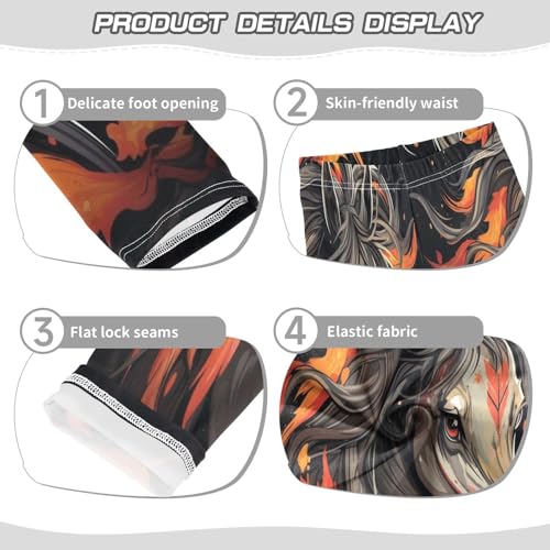 Toddler Girls Leggings Printed Yoga Pants Leggings Fire Brown Horse for Kids3