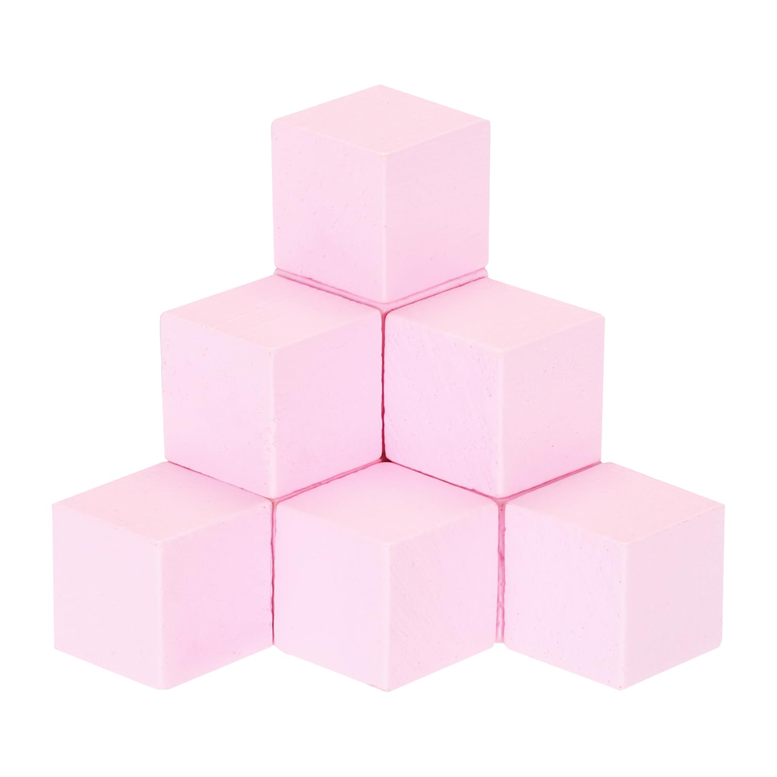sourcing map Crafts Wooden Cube 50 Pcs 1cm Square Pink Natural Solid Wood Crafts Blocks for DIY Projects, Puzzle Making, Letters, and Stamps for Home Decoration
