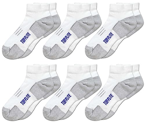 Top Flite Mens Coolmax Seamless Cushion Sport Low Cut Ankle Socks 6 Pair Pack