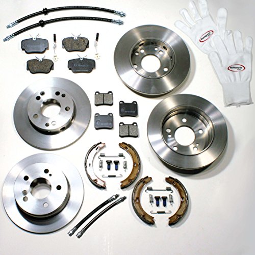 Autoparts-Online Set 60004611 Bremsscheiben Bremsen Bremsklötze 4 Bremsschläuche für vorne hinten