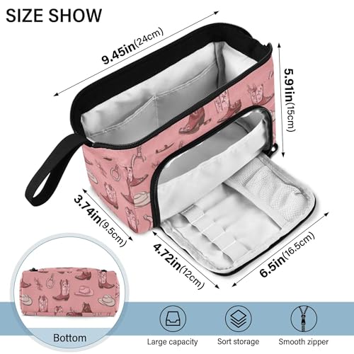 Image of Fisyme Western Cowgirls Pinks Pencil Case Large Capacity Pen Bags Box Big Makeup Pouch Organizer