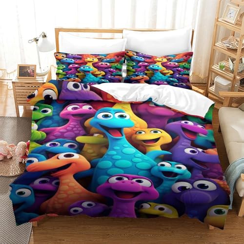 Housses de couettes 3D dinosaure en microfibre avec zip