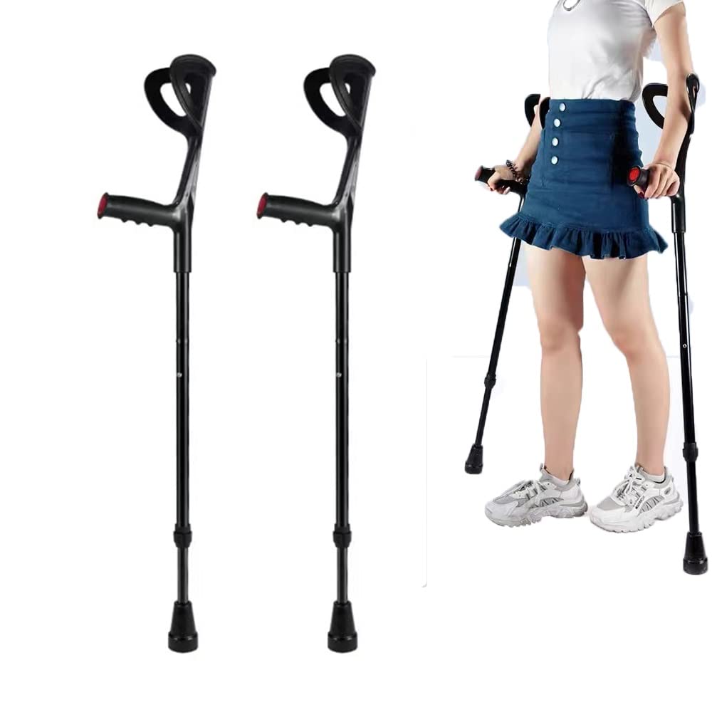 Muletas de codo, bastón plegable para caminar para adultos, muletas portátiles para antebrazo, muletas ajustables para personas mayores discapacitadas, muletas axilares para ejercicios de equilibrio