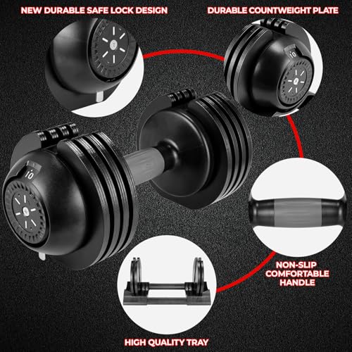Hanteln, 2er Set 10kg Verstellbare Kurzhantel mit Anti-Rutsch Griff, Einstellbaren Hantelscheiben und Ablageschale, Fitness Hantel für Zuhause, Büro, Fitnessstudio, Körpertraining – Bild 6