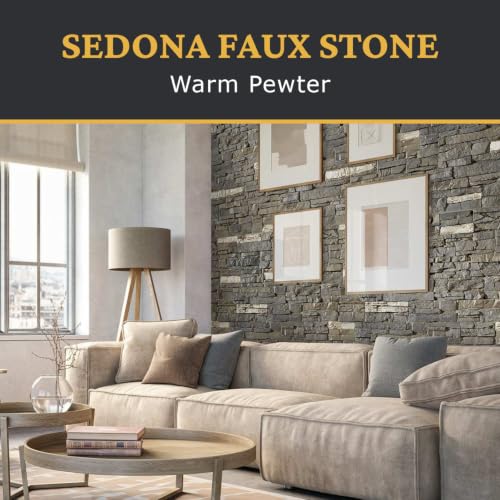 AZ Faux High-Density Polyurethane Faux Stone Flush Outside Corner for Interior and Exterior Decor | Stacked Stone Outside Corner | Sedona | Warm Pewter