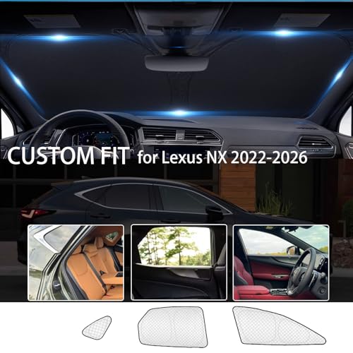 Image of KMF 8pcs Thicken Sun Shades for Lexus NX 2022-2025 2026 Accessories, Full Car Window Covers Sunshade for Windshield Side Rear, UV Block and Privacy Blackout for Car Camping Outdoor