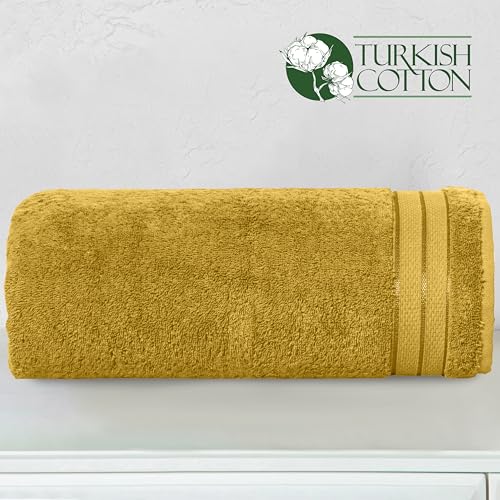 Image of Elegant Comfort Three Line Popcorn Extra Large Luxury Bath Towel - 40 inch x 80 inch inch, Premium Hotel Spa Quality 1 Piece Oversized Bath Sheet 100% Turkish Cotton Super Soft Highly Absorbent, Amber Gold
