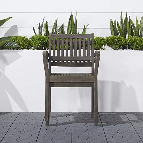 Vifah Renaissance Outdoor Patio Hand-Scraped Wood 5-Piece Dining Set, Natural 3 #TOP4
