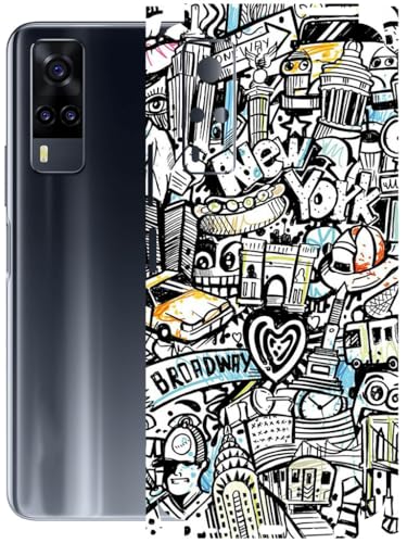 Image of AtOdds - Full Body Back Screen Guard Protector Film - Lamination Wrap Skin Sticker Compatible with VIVO Y31 | Scratchproof Matte Finish (Graffiti 26)