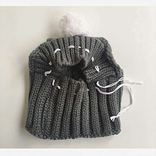 Stock Show Winter Dog Warm Hat Christmas Pet Dog Cute Fashion Woolen Hat With White Pom-Pom Ball Pet Headwear Headdress Costume Accessory For Medium Large Dogs French Bulldog, Grey #TOP2