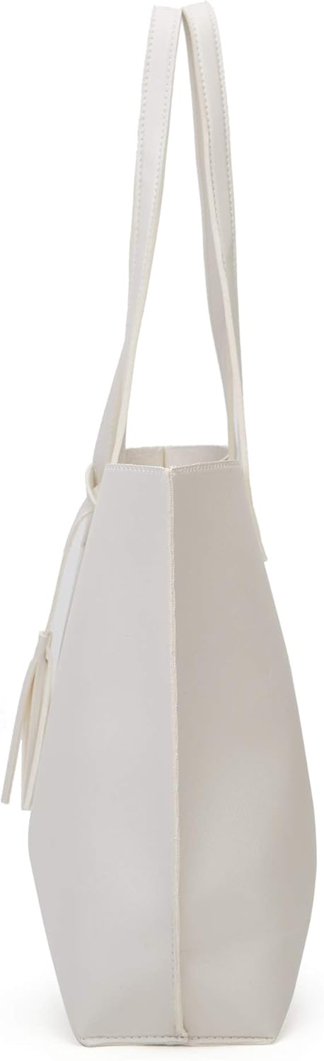 Dreubea Women's Soft Faux Leather Tote Shoulder Bag from, Big Capacity Tassel Handbag - Image 3
