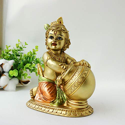 Hindu Lord Baby Krishna Statue – Indian Idol Krishna Figurines for Home Mandir Temple Pooja - India Murti Buddha Sculpture Religious Gifts Items - Image 4