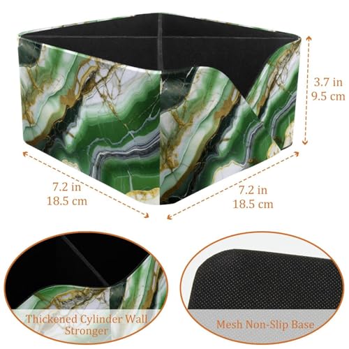Porte-stylos rectangulaire effet marbre vert avec double compartiment de rangement - 4