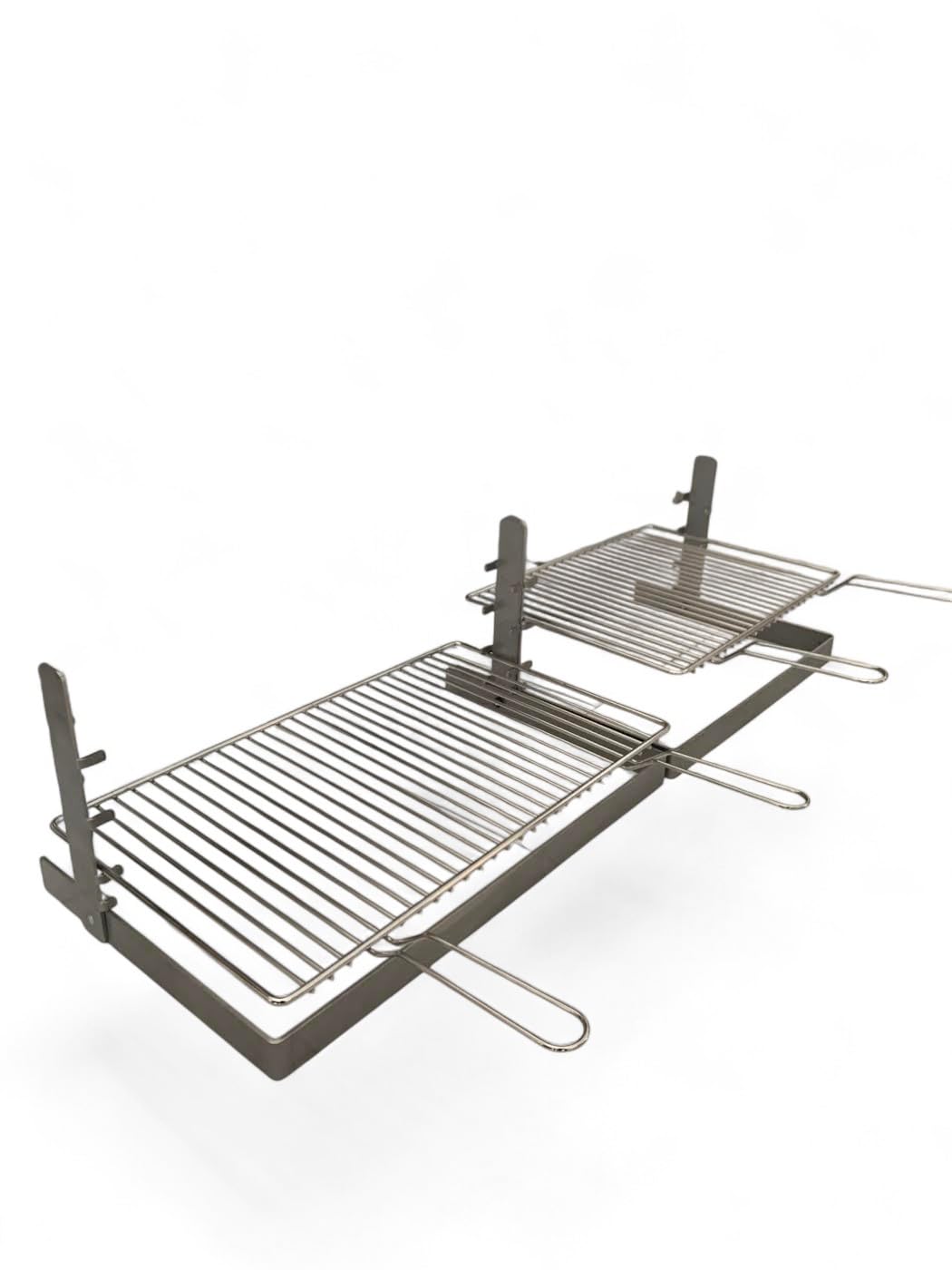 Griglia per Barbecue e Camino in Acciaio Cromato, Regolabile in Altezza, Struttura in Ferro, per Carne Pesce e Verdure (80x35 cm)