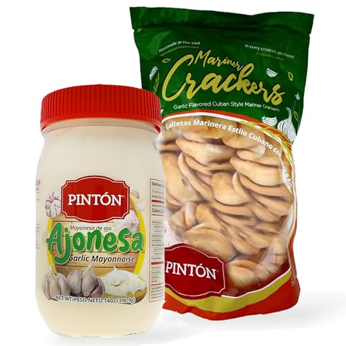 Cracker & Dip Variety Pack | 2-Piece Bundle with Creamy Garlic Aioli plus Two Distinct Cracker Flavors: Lightly Salted & Garlic-Rosemary | For Charcuterie & Snacking | PINTON