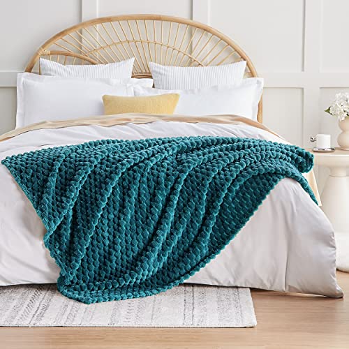 EXQ Home Fleece Throw Blanket for Couch or Bed - 3D Imitation Turtle Shell Jacquard Decorative Blankets - Cozy Soft Lightweight Fuzzy Flannel Blanket Suitable for All Seasons(50"×60",Teal) EXQ Home Fleece Throw Blanket for Couch or Bed - 3D Imitation Turtle Shell Jacquard Decorative Blankets - Cozy Soft Lightweight Fuzzy Flannel Blanket Suitable for All Seasons(50"×60",Teal)