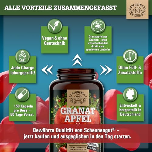 Granatapfel Kapseln Scheunengut 2400 mg Tagesdosis mit 40% Ellagsäure