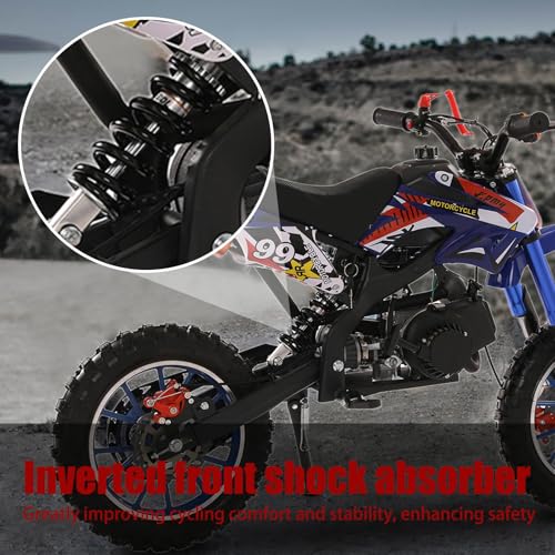 Image of 2026 New 50cc Dirt Bike for Kids 2-Stroke, Toddler Gas Powered Mini Bike with Front Rear Disc Brakes, Speeds up to 40KM /H, Gas Motorcycle for Children, Ideal Gifts for Boys Girls, Blue (Blue N)