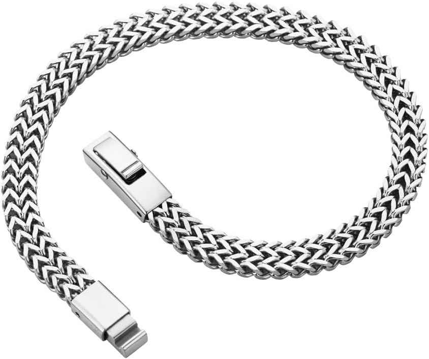 Geoffrey Beene Men's Stainless Steel Two Strand Franco Chain Bracelet, Box Clasp - Image 3