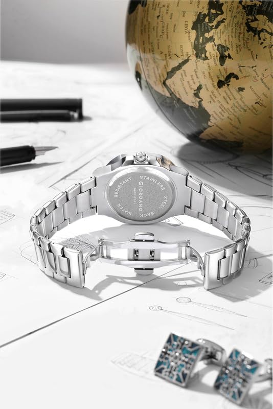 Image of Giordano Luxury Watch for Men with Textured Dial, Crystal Bezel, Date Display and Stainless Steel Strap