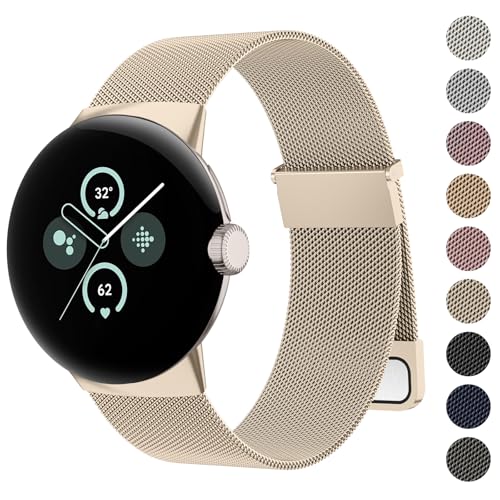 Meliya Metal Strap for Google Pixel Watch 3 41mm /Pixel Watch 2/1 for Women Men No Gap Stainless Steel Replacement Wristband for Pixel Watch 2nd/ 1st