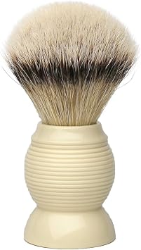 G.B.S Silvertip Synthetic Shaving Brush, Faux Ivory with Stainless Brush Stand, Knot Soft Bristle Grooming Professional Durable Convenient Brush