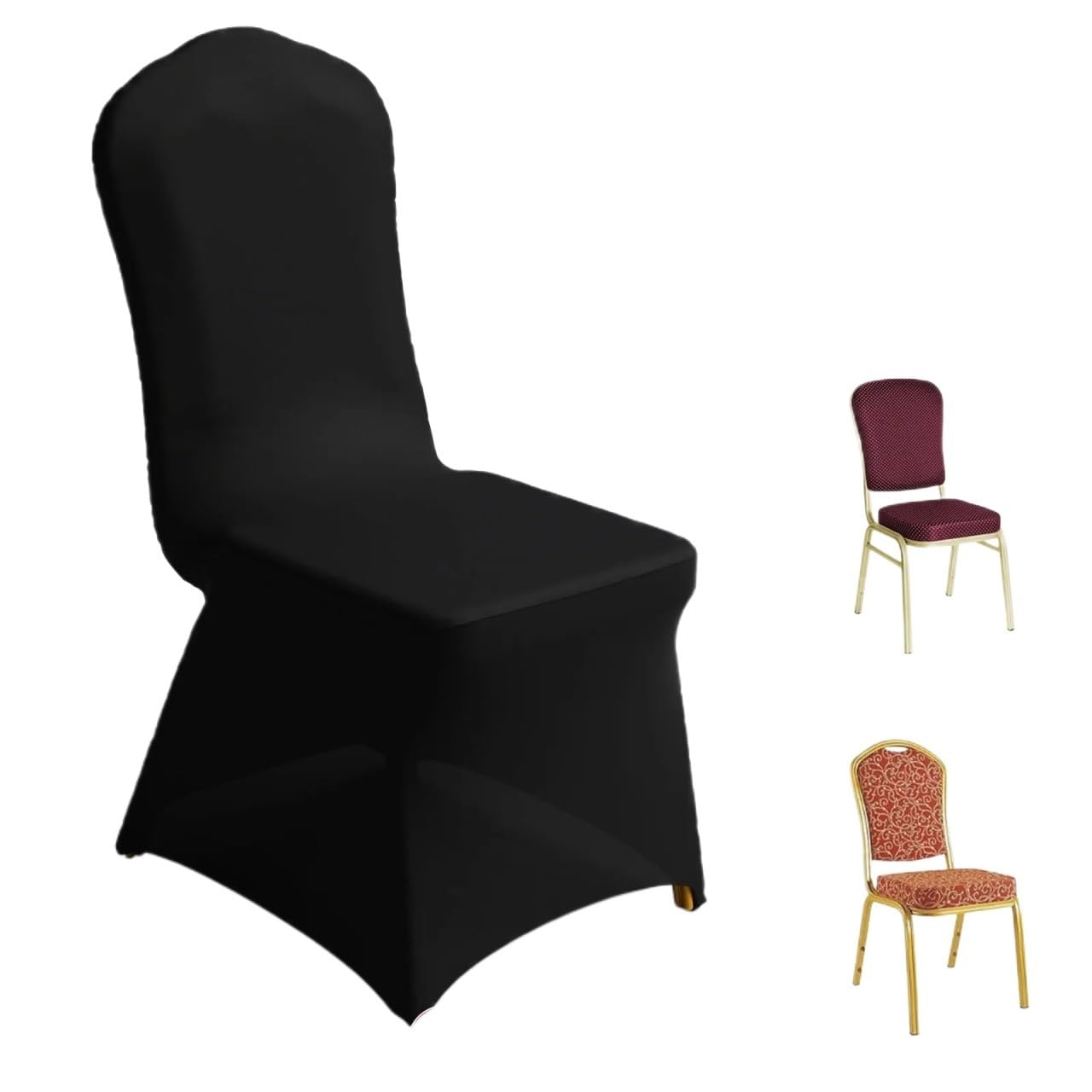 Housse de siège élasthanne lot de 6 noir pour chaise de salle à manger