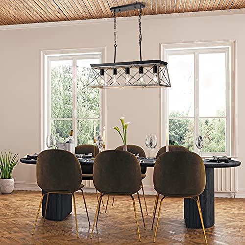 Poiaeusant 5 Lights Farmhouse Style Kitchen Island Lights Dining Room Linear Light Fixtures Above Dining Table Fixtures - Image 4