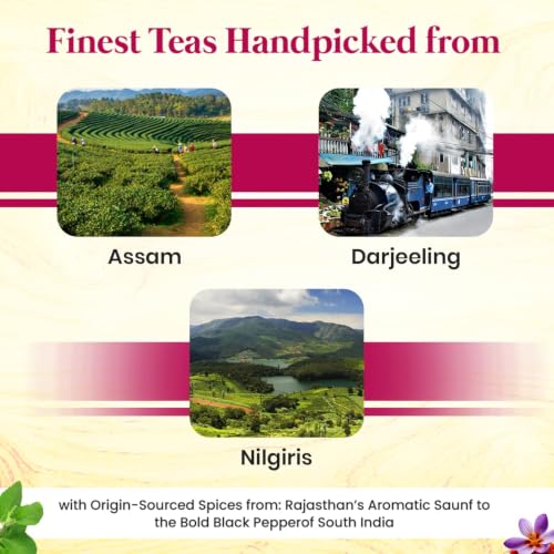 Image of World of Chai Indian Masala Tea with Saffron & Tulsi, 400 g | Premium Assam CTC Chai, Strong Chai Patti, No Added Color, No Preservatives, 100% Natural