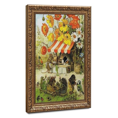 Impression sur toile vintage Fritz Baumgarten avec cadre suspendu 40x60 cm