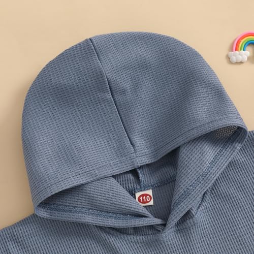 Hooded Kid Beach Towels for Boy Girl Waffle Towel Poncho Swimsuit Coverups for Kid Pool Swim Bath Towel Wrap (A1-Blue, 7-8 Years)4