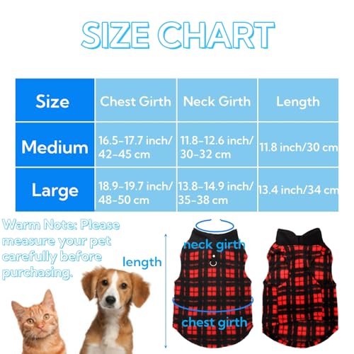 Image of Goaste 6 Pack Fleece Dog Sweaters, Turtleneck Dogs Sweatshirt with Leash Ring, Soft Winter Dogs Clothes, Plaid Dog Outfits Vest for Cats, Assorted Colors (Large)