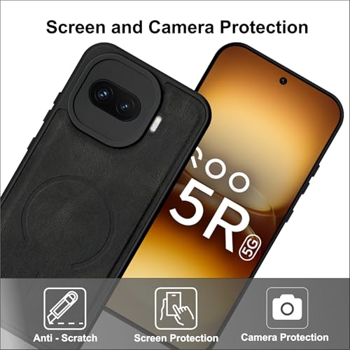 Image of SBMS Back Cover for iQOO 15R 5G | Ultra Slim Soft Rubberised Hard Case | Oil Feel Soft Leather Back | Mag-Safe Design (Mag-Safe Not Support) | Camera Protection Case for iQOO 15R 5G (Black)