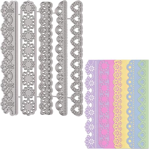 Kutyndrix Lace Border Metal Cutting Dies 5-Style Decorative Edge Die Cuts for Card Making Elegant Scalloped Frames for Scrapbooking Paper Crafts