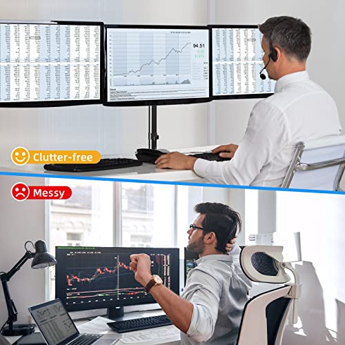 Image of suptek Triple Monitor Mount for Most 17 to 32 inch Screens,Gas Springs Adjustment Triple Monitor Desk Mount Stand with Clamp & Grommet Kit,Black(MD8003)