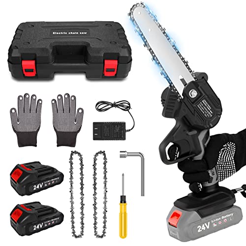 Gocheer Mini Chainsaw 6 Inch, Electric Cordless Chainsaw Portable Handheld Chainsaw with 24V Rechargeable Battery, Mini Chainsaw Cordless for Branch Wood Cutting Tree Pruning Branches Shears