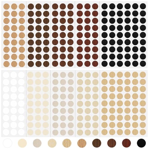 Yesaler Adesivi per Coperchio Foro Vite 540 Pezzi Adesivi Autoadesivi Mobili Diametro 21mm per Mobili di Legno Armadio Decorativi 10 Colori