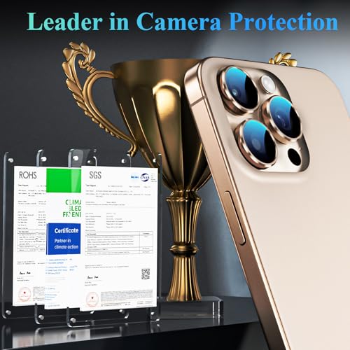 Image of YWXTW Camera Lens Protector for iPhone 16 Pro /iPhone 16 Pro Max, [1 Step Installation Tray] Tempered Glass Screen Protector Metal Custom Camera Cover Accessories Case Friendly