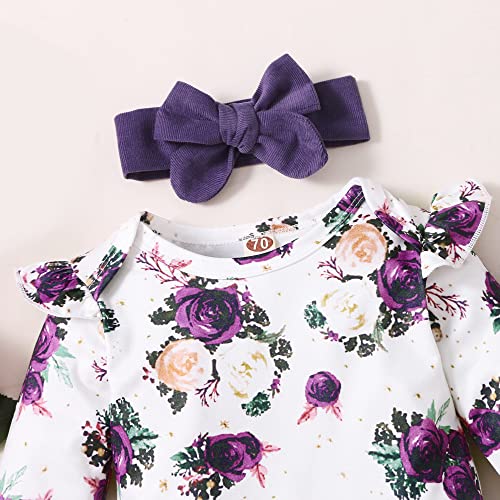 Image of Newborn Baby Girl Clothes Toddler Long Sleeve Ruffle Romper Top Infant Skirt Set Little Girl Overall Dress